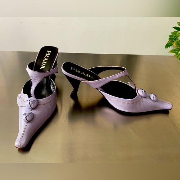 Prada Mules, leather, light lilac color, worn only once, mint condition, size 7 - Picture 1 of 4